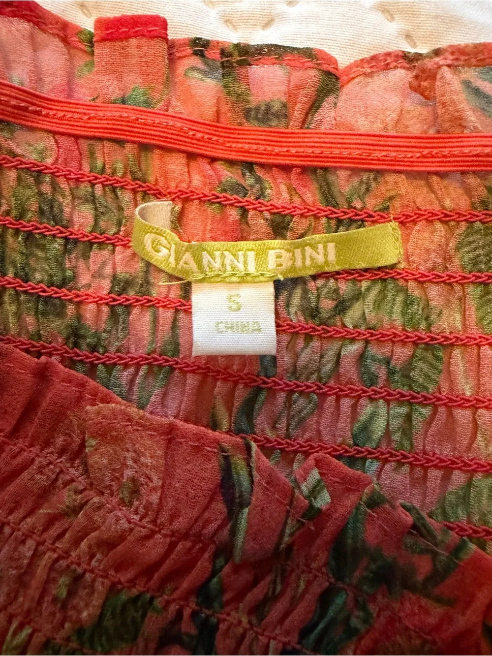 Gianni Bini | Orange Floral Summer Fully Smocked Lightweight Cami